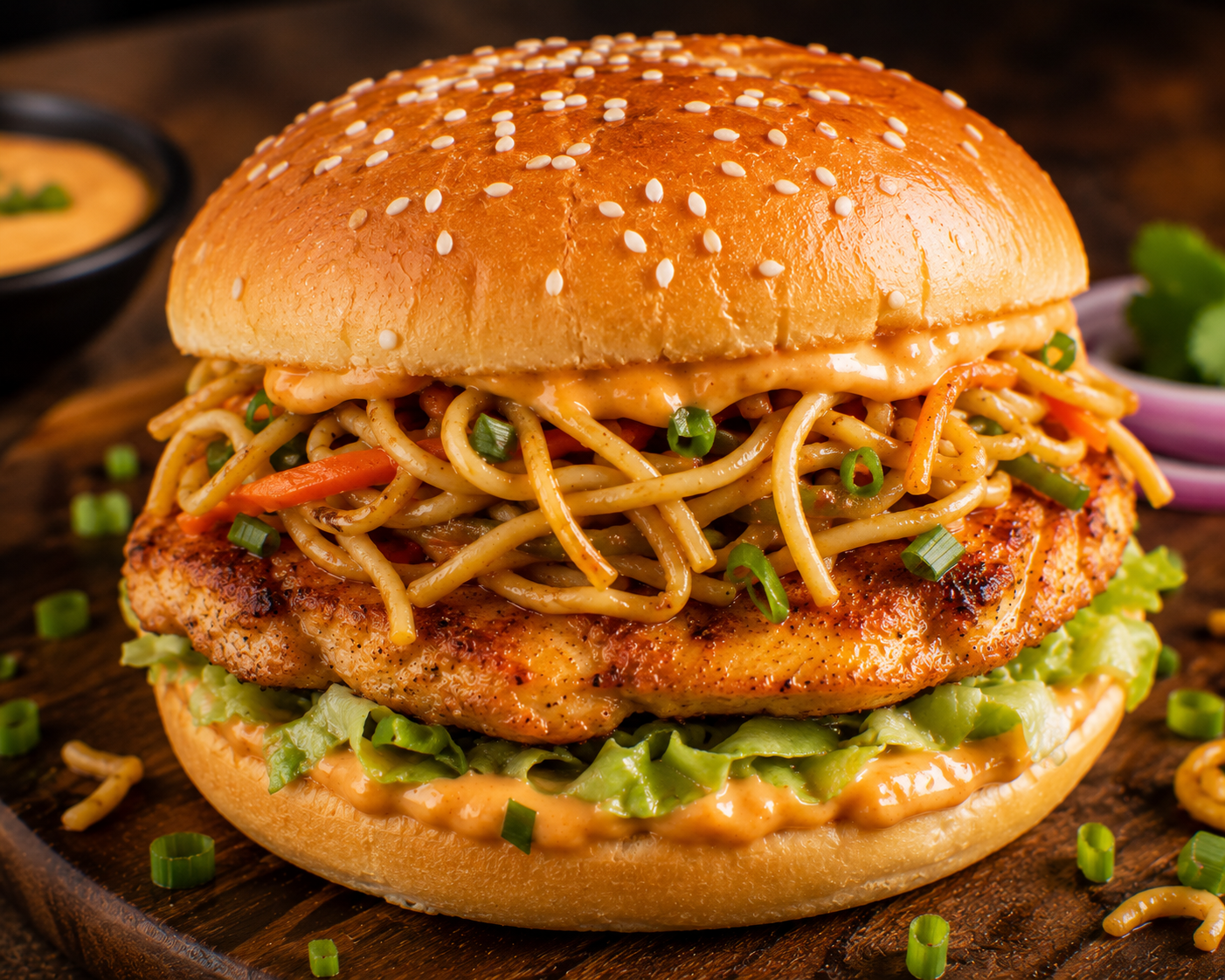 Chicken Noodle Burger